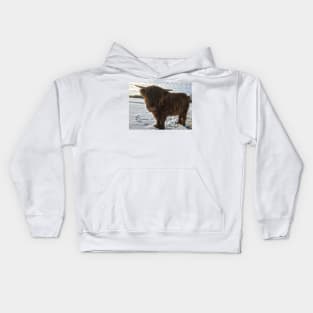 Scottish Highland Cattle Calf 1942 Kids Hoodie